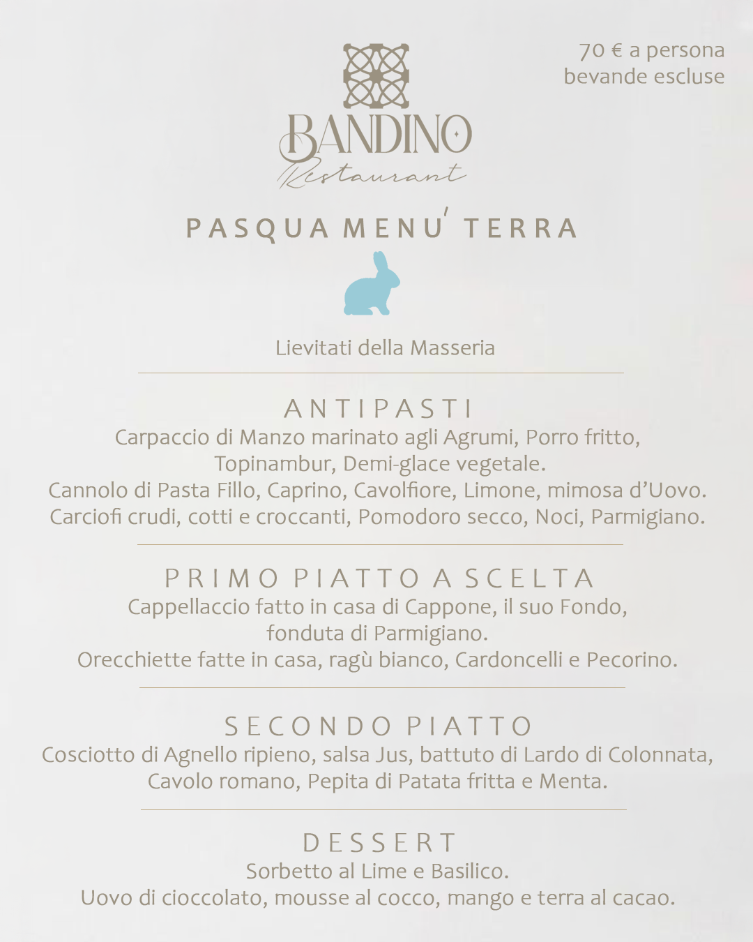 pasqua 2026 menù TERRA