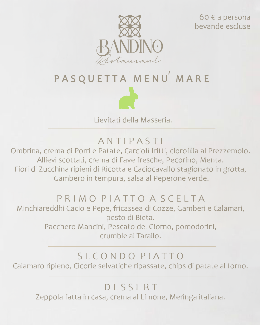 pasquetta 2026 menù mare